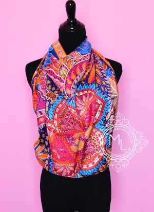 Hermes Iris Fuchsia Twill Silk 90 cm Le Jardin de la Maharani Scarf