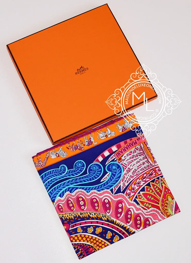 Hermes Iris Fuchsia Twill Silk 90 cm Le Jardin de la Maharani Scarf