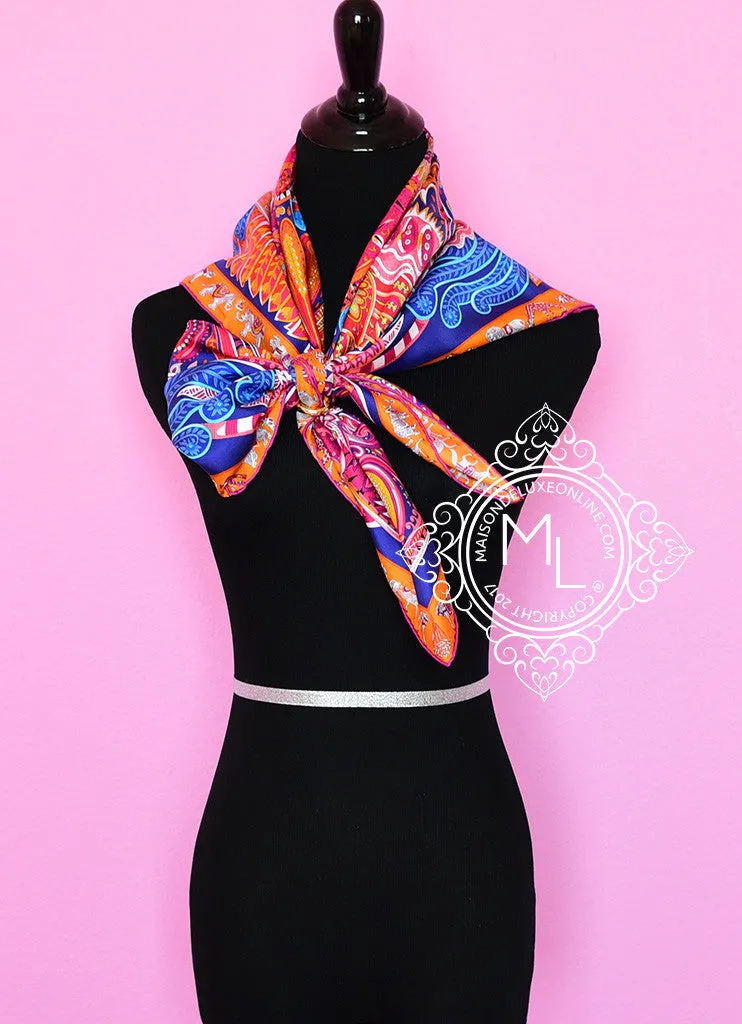 Hermes Iris Fuchsia Twill Silk 90 cm Le Jardin de la Maharani Scarf