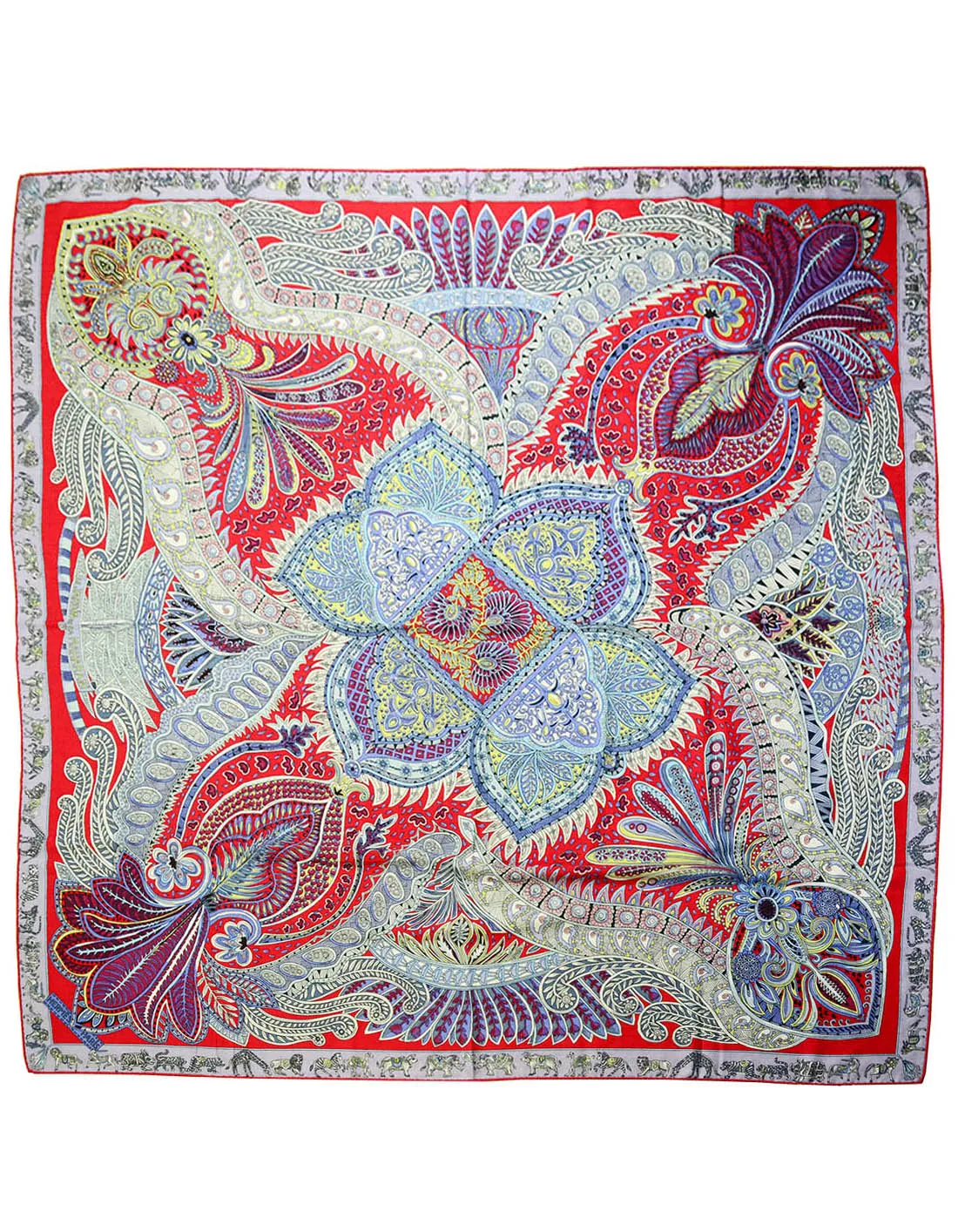 Hermes Le Jardin de la Maharani Silk & Cashmere 140 Shawl Scarf