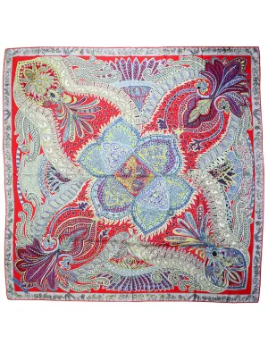 Hermes Le Jardin de la Maharani Silk & Cashmere 140 Shawl Scarf