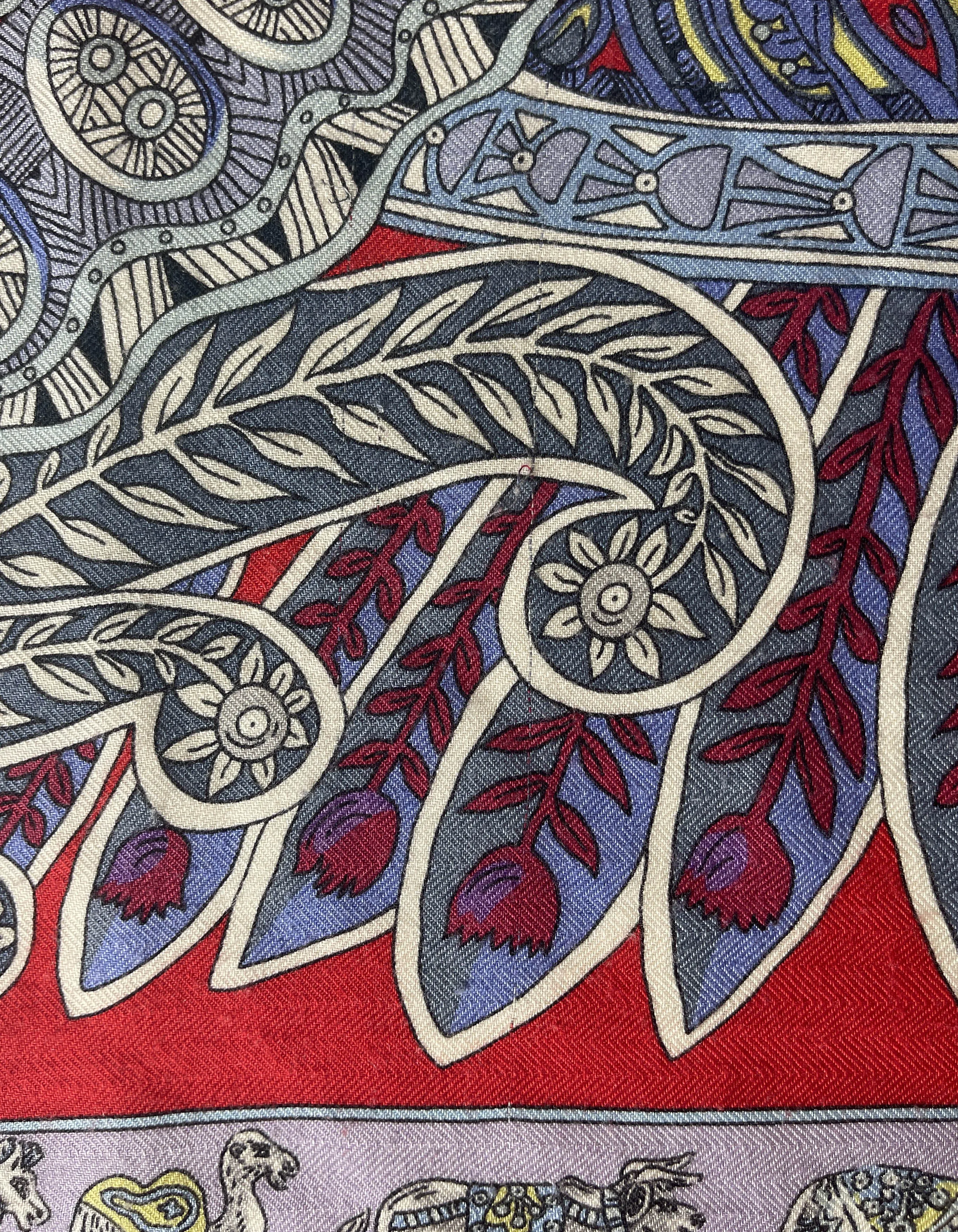 Hermes Le Jardin de la Maharani Silk & Cashmere 140 Shawl Scarf