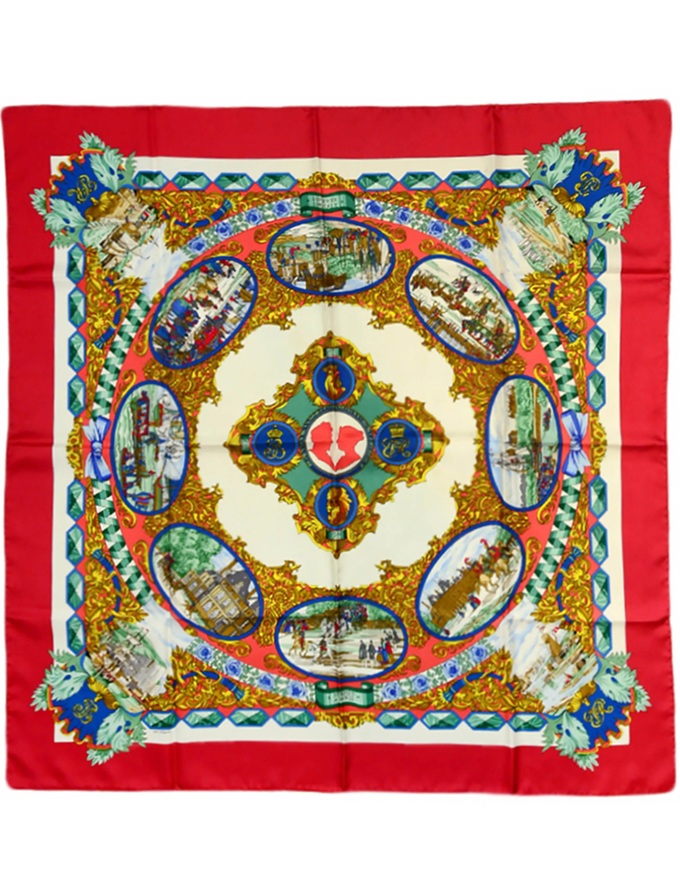 Hermes Multi-Colored L'Entente Cordiale 90cm Silk Scarf