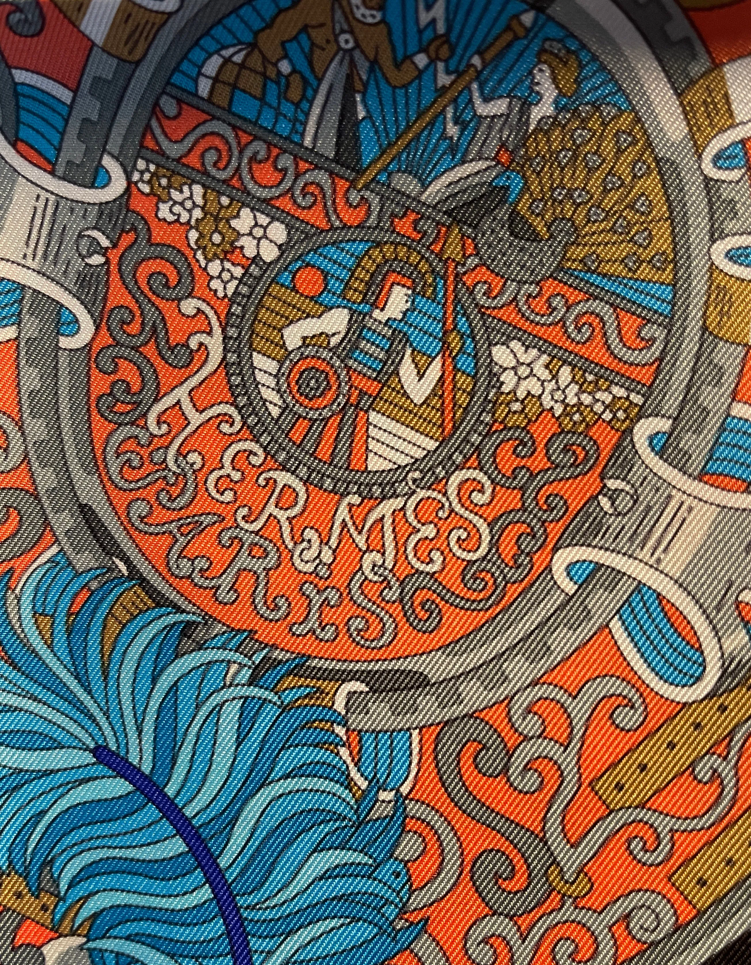 Hermes Multicolor Sous L'Egide de Mars 90cm Silk Scarf