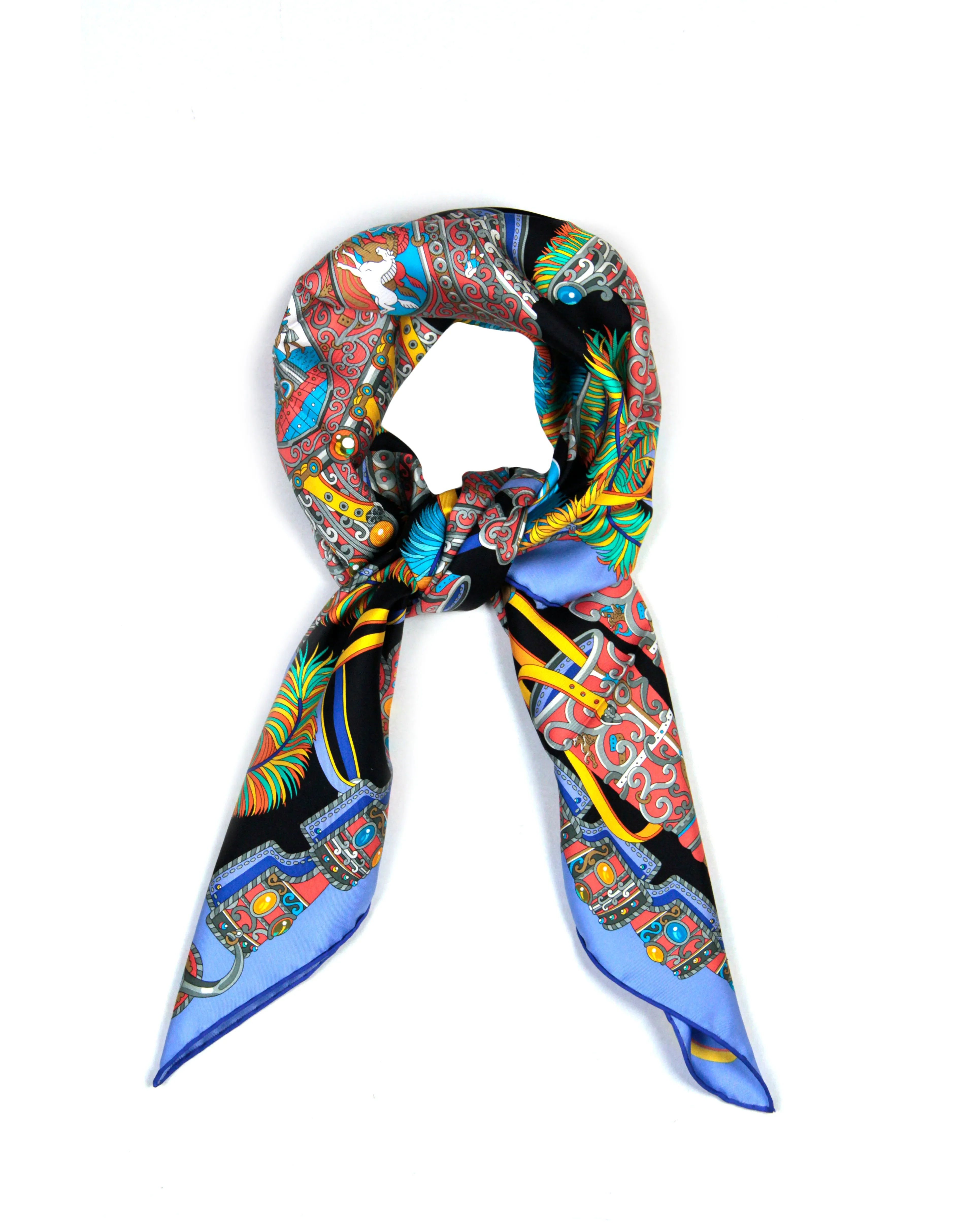 Hermes Multicolor Sous L'Egide de Mars 90cm Silk Scarf