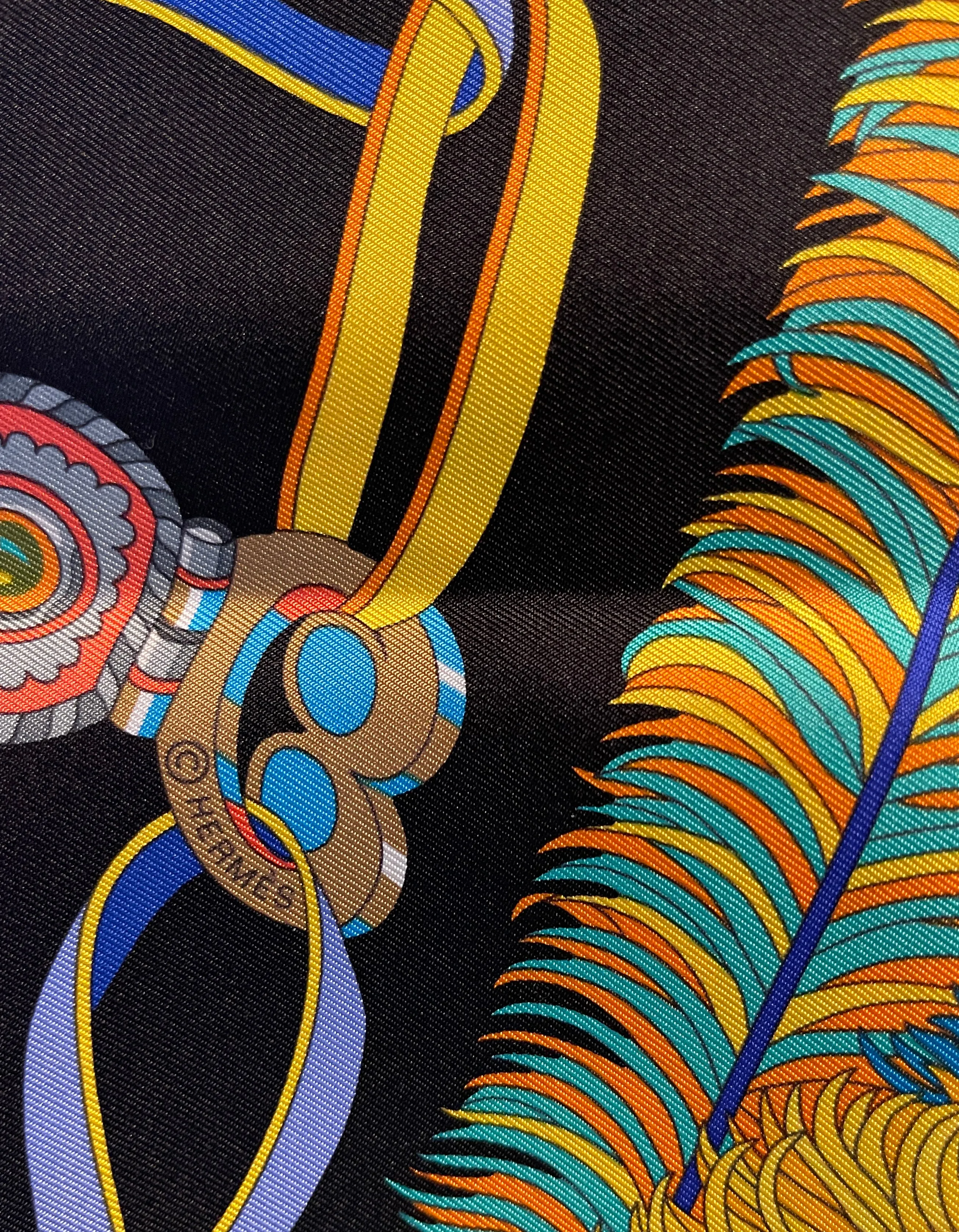 Hermes Multicolor Sous L'Egide de Mars 90cm Silk Scarf