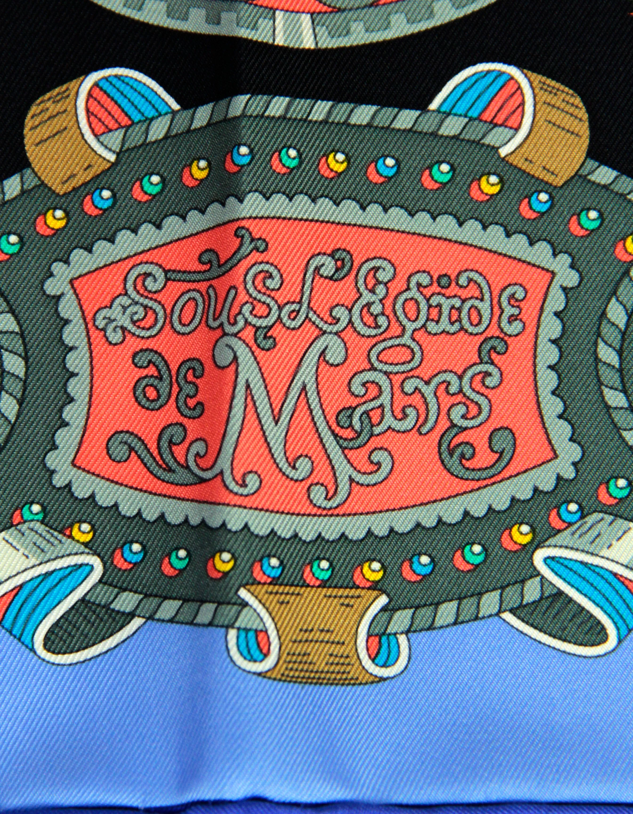 Hermes Multicolor Sous L'Egide de Mars 90cm Silk Scarf