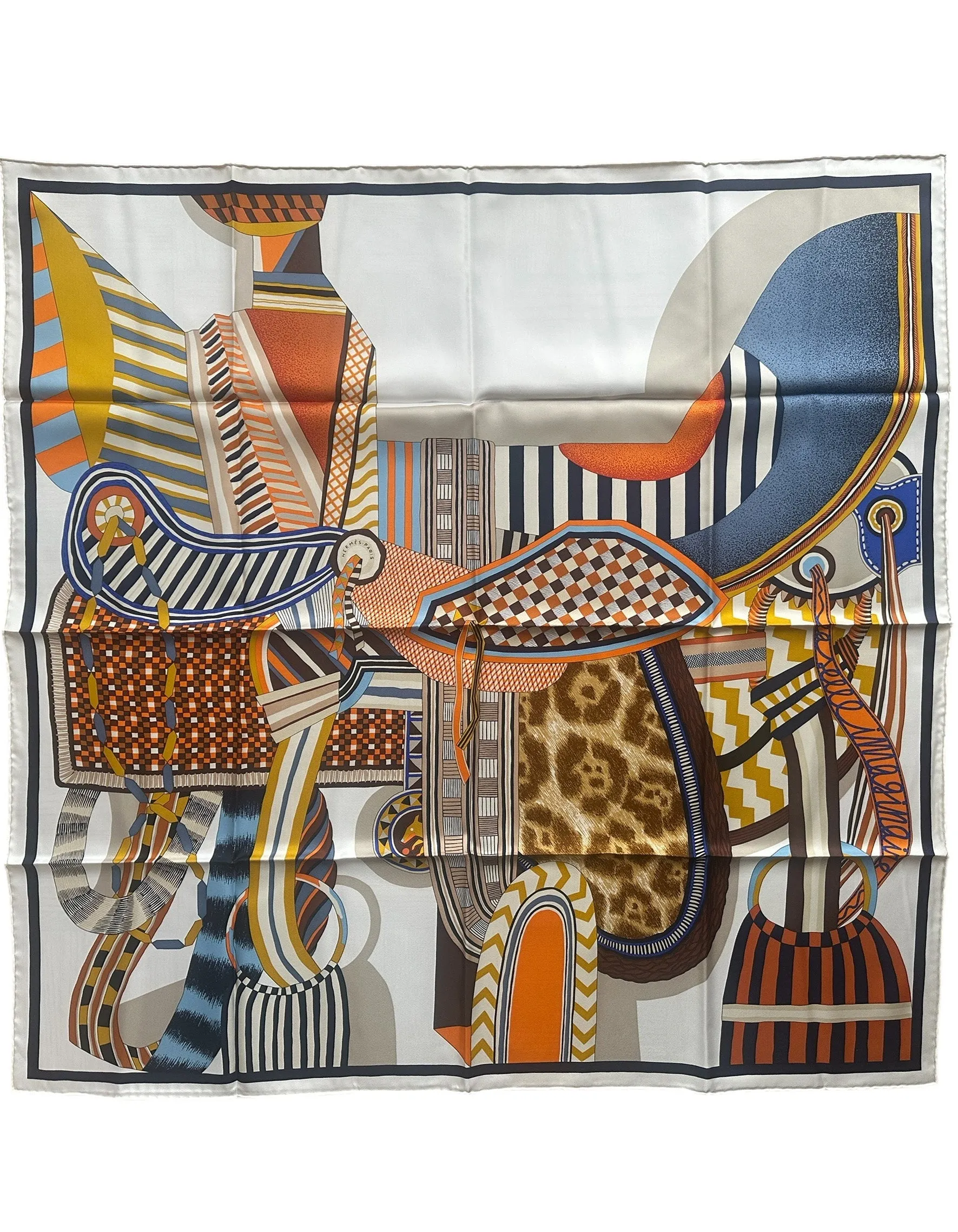 Hermes NEW La Selle Imaginaire 90cm silk scarf