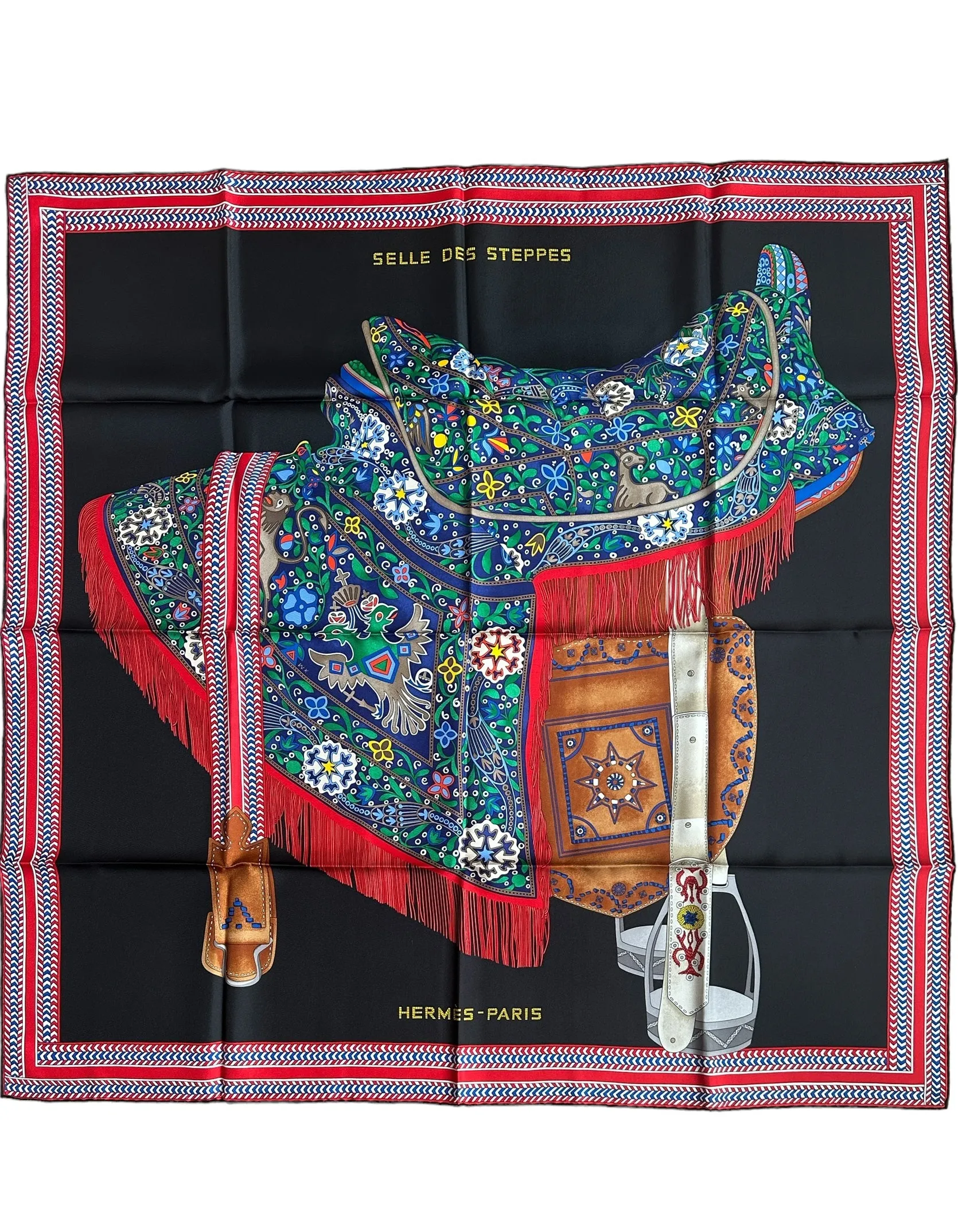 Hermes NEW Selle Des Steppes 90cm Silk Scarf