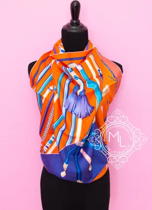 Hermes Orange Twill Silk 90 cm Cannes et Cannes Scarf