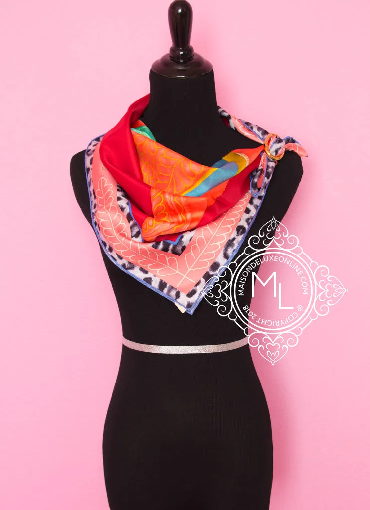 Hermes Peach Twill Silk 90 cm Selle d'Officier en Grande Tenue Scarf