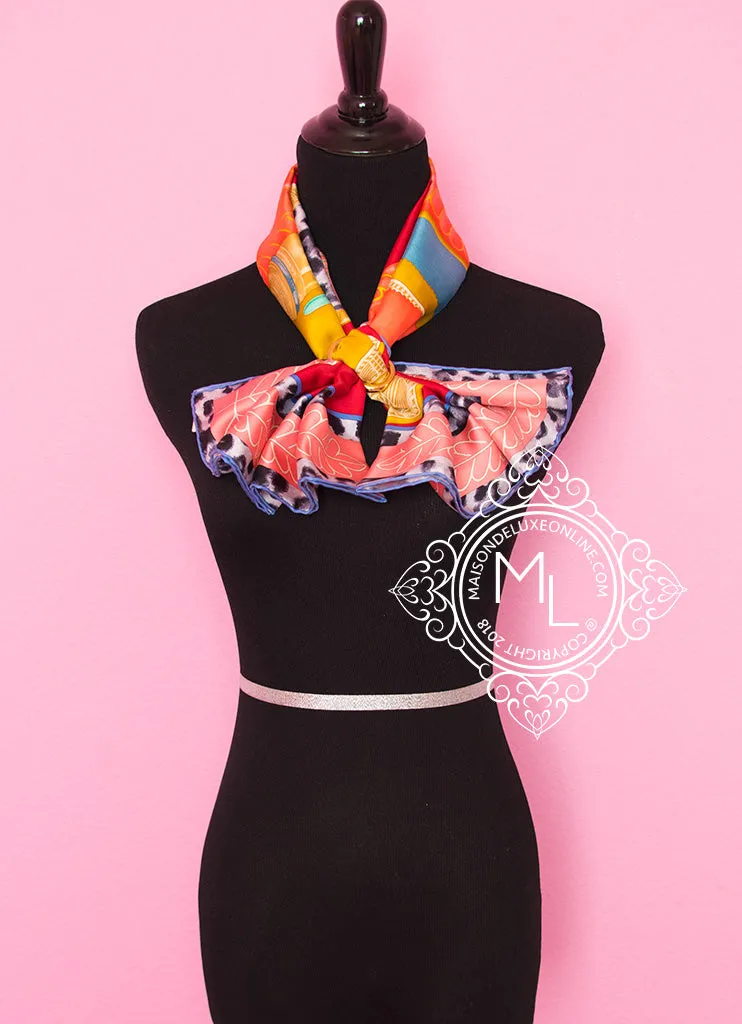 Hermes Peach Twill Silk 90 cm Selle d'Officier en Grande Tenue Scarf