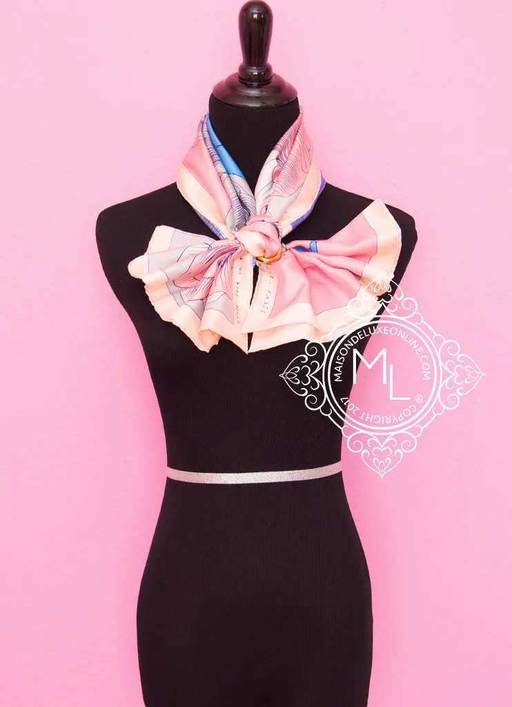 Hermes Pink Twill Silk 90 cm Etude pour un Iris Arc-en-ciel Scarf