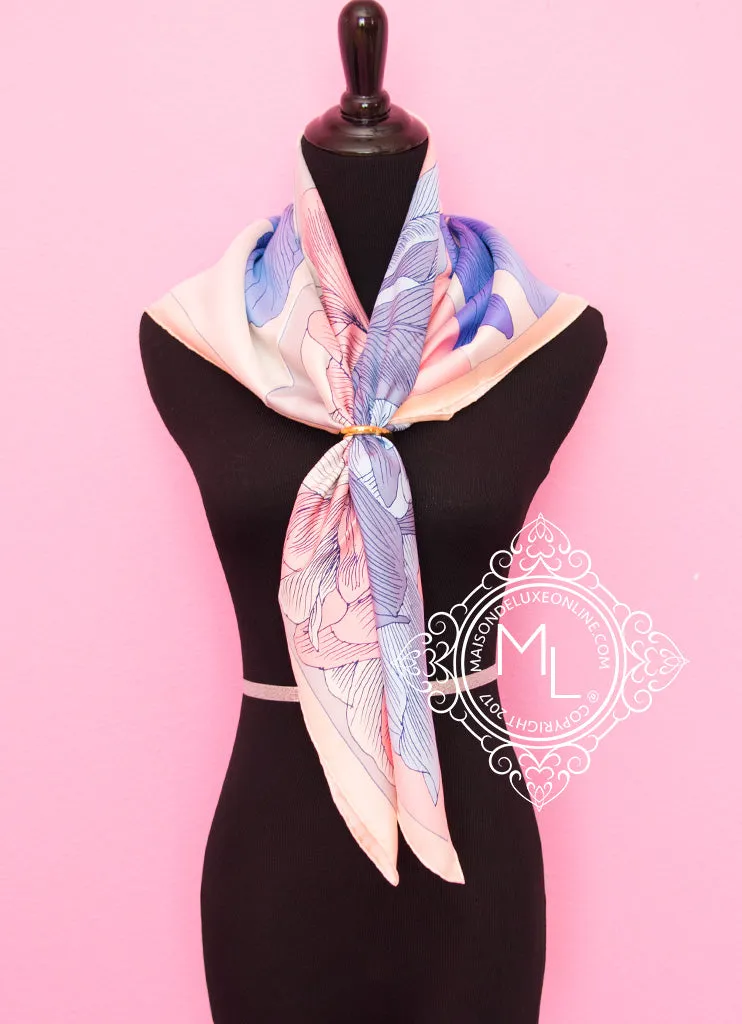 Hermes Pink Twill Silk 90 cm Etude pour un Iris Arc-en-ciel Scarf