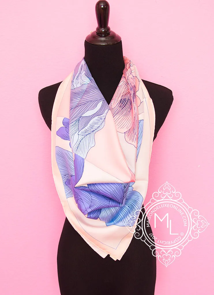 Hermes Pink Twill Silk 90 cm Etude pour un Iris Arc-en-ciel Scarf