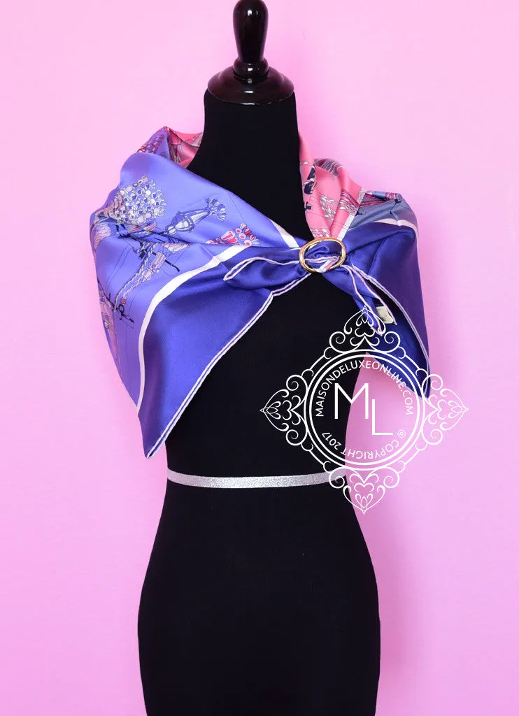 Hermes Purple Pink Twill Silk 90 cm Passementerie Quadri Scarf