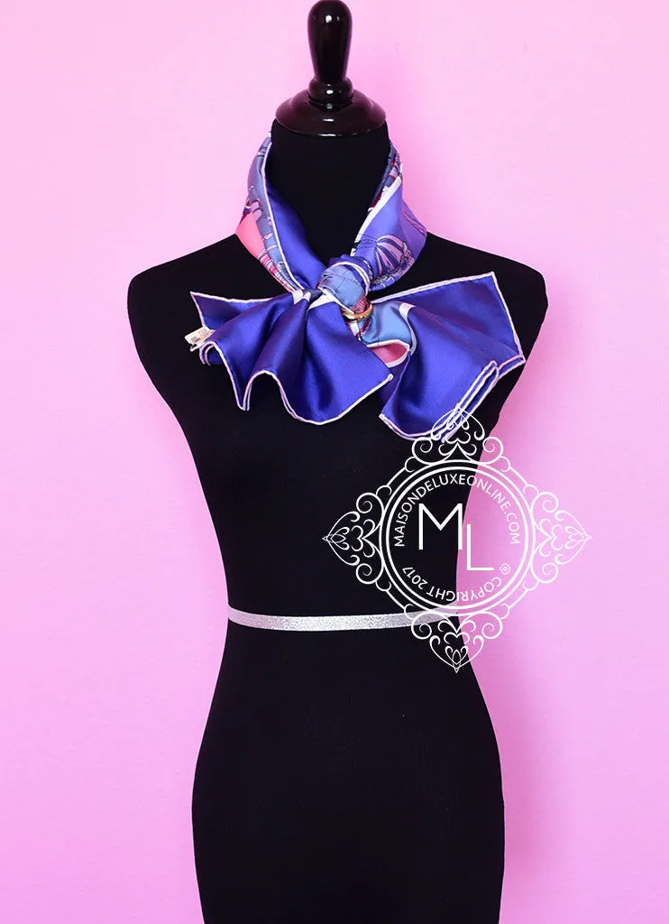 Hermes Purple Pink Twill Silk 90 cm Passementerie Quadri Scarf