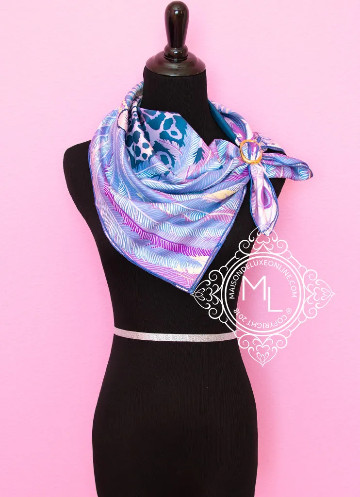 Hermes Purple Twill Silk 90 cm Jaguar Quetzal Scarf