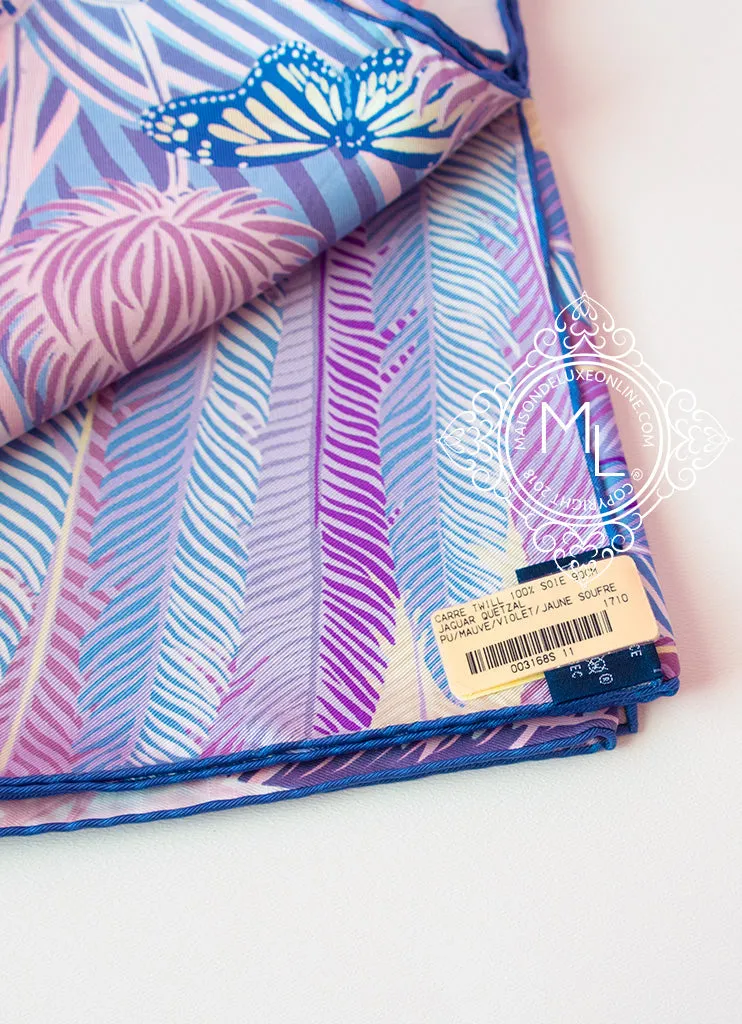 Hermes Purple Twill Silk 90 cm Jaguar Quetzal Scarf