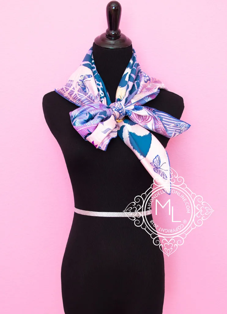 Hermes Purple Twill Silk 90 cm Jaguar Quetzal Scarf