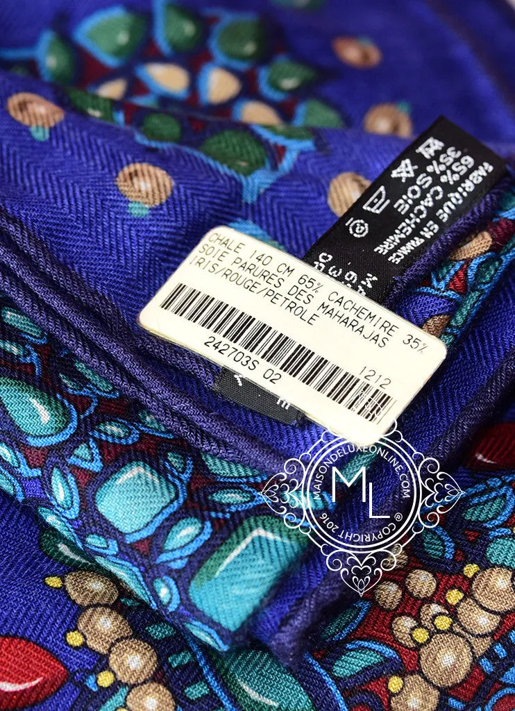 Hermes "Parures des Maharajas" Iris Cashmere 140 GM Shawl Scarf