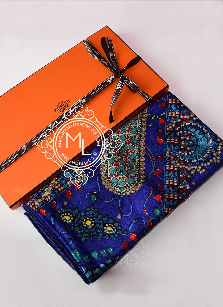 Hermes "Parures des Maharajas" Iris Cashmere 140 GM Shawl Scarf