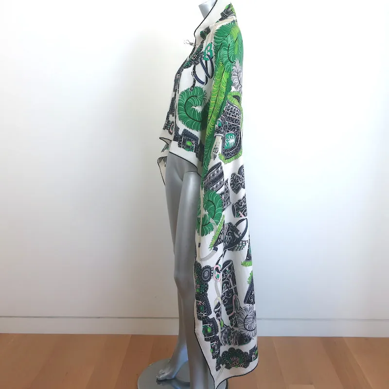 Hermes Sous L'Egide de Mars 140cm Cashmere-Silk Shawl Scarf Cream/Green