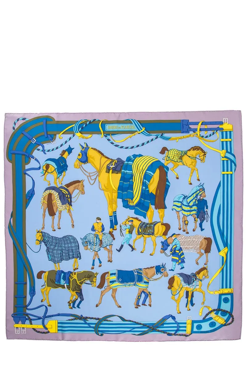 Hermès Blue Ronds de Marche Printed Silk Scarf 90 cm