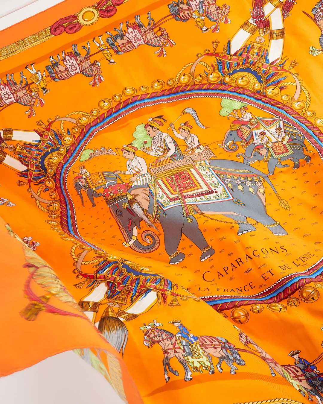 Hermès Orange Caparacons De La France Et De L'Inde Silk Scarf