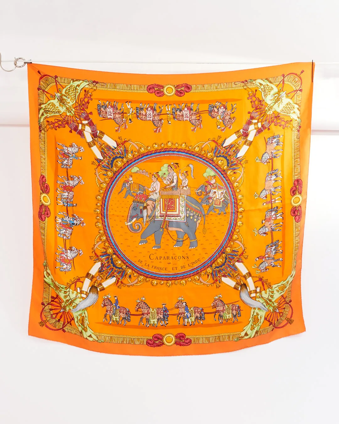 Hermès Orange Caparacons De La France Et De L'Inde Silk Scarf