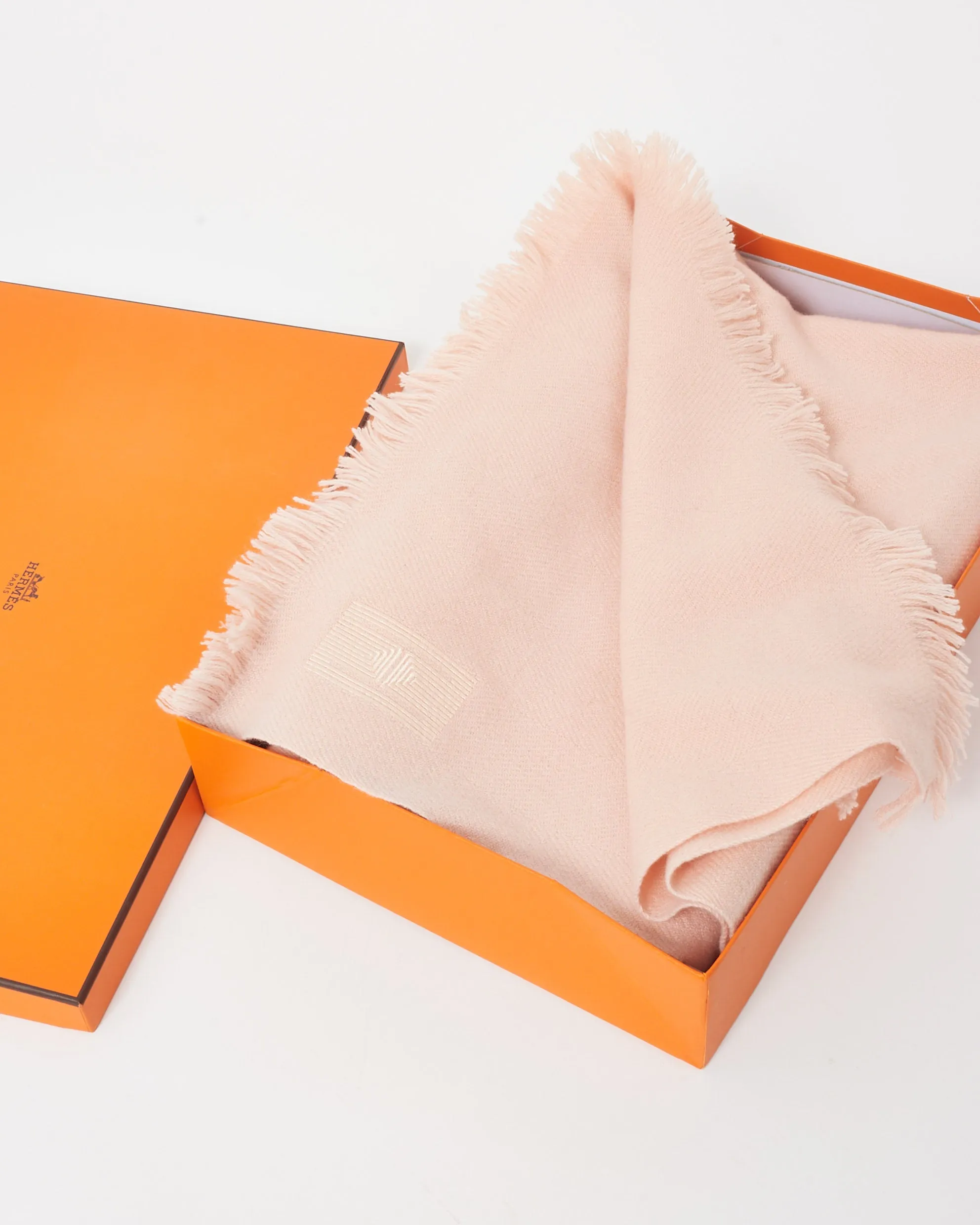 Hermès Rose Cashmere Poudre Soft Stole Scarf