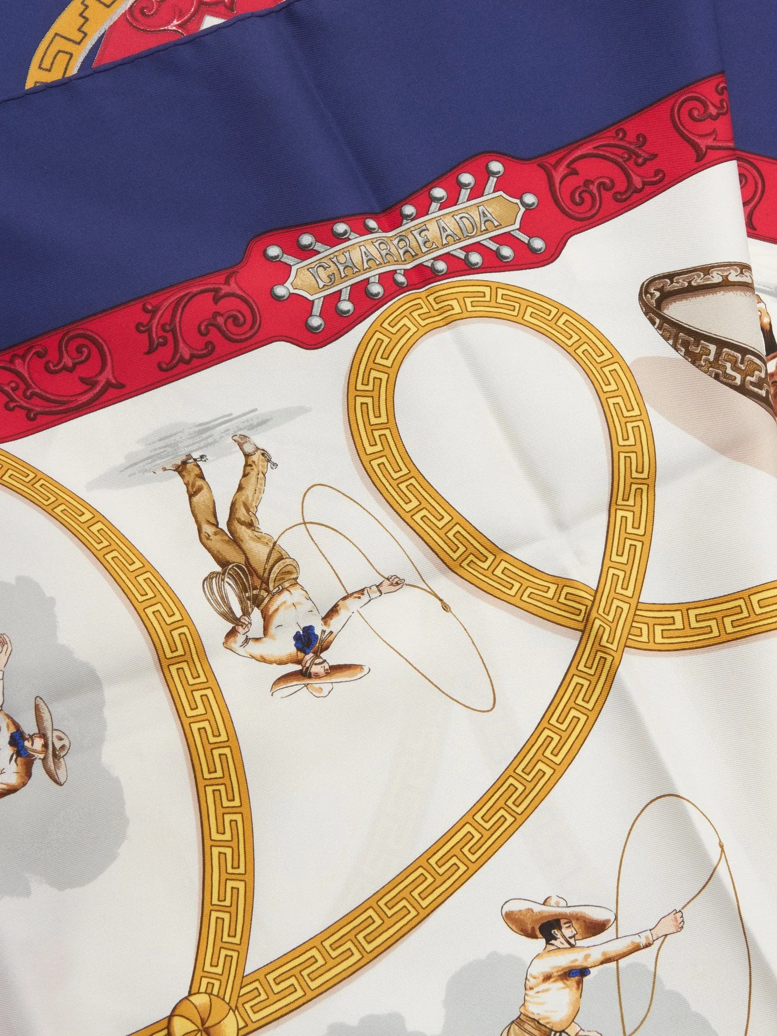 Hermès Royal Blue & White Equestrian 90CM Silk Scarf