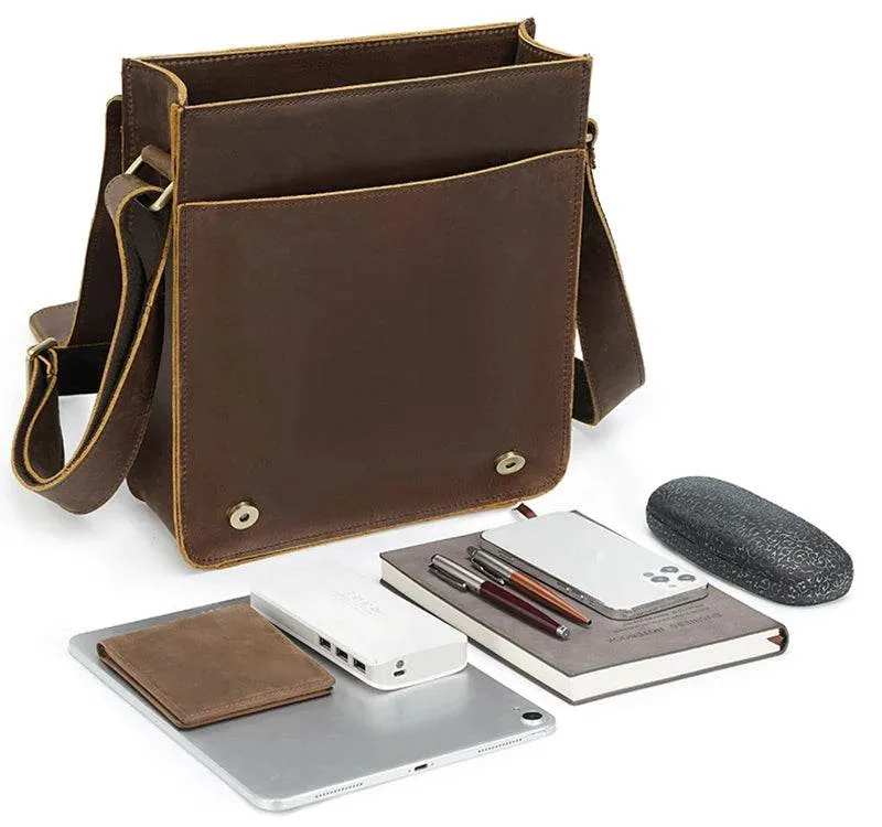 High-Quality Men's Leather Shoulder Messenger Crossbody Bag