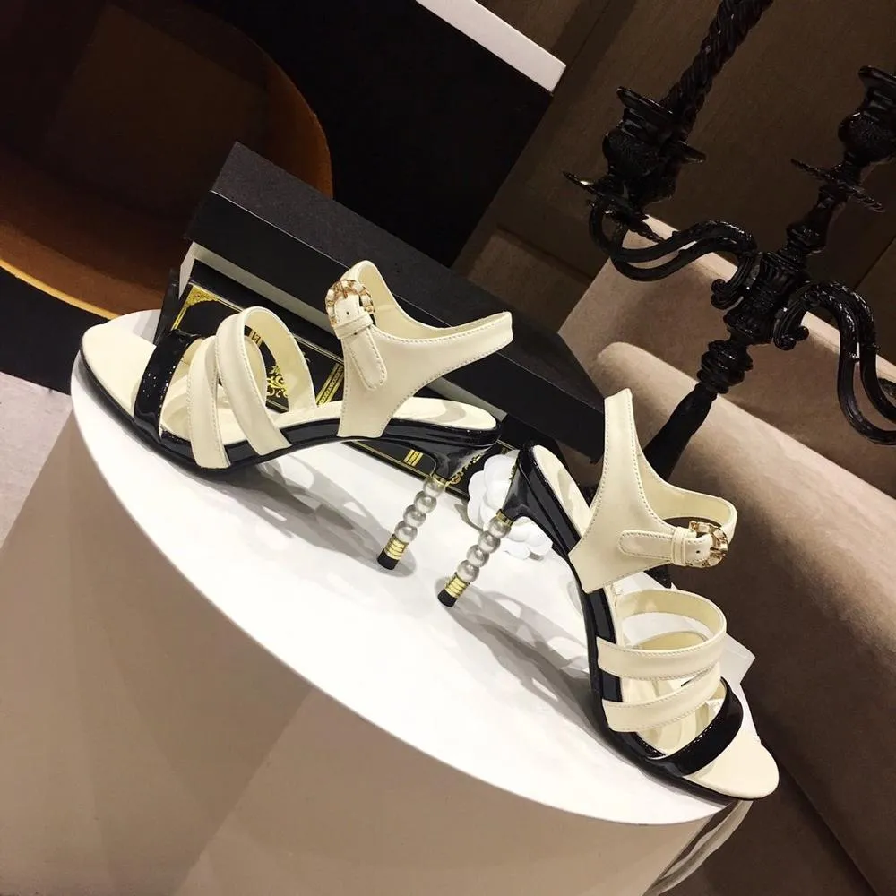 Hot Sale Summer Shoes Women Sexy Pearl Women Sandals Patent Leather Thin Heels Super High Heels Women Sandals