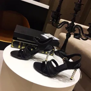 Hot Sale Summer Shoes Women Sexy Pearl Women Sandals Patent Leather Thin Heels Super High Heels Women Sandals