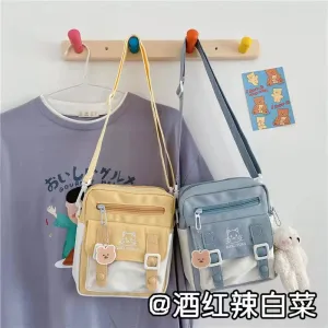 Kawaii Cartoon Cat Embroidery Bag For Women New 2023 Student Small Crossbody Bag Nylon Messenger Bag Phone Bag and Purse Bolso
