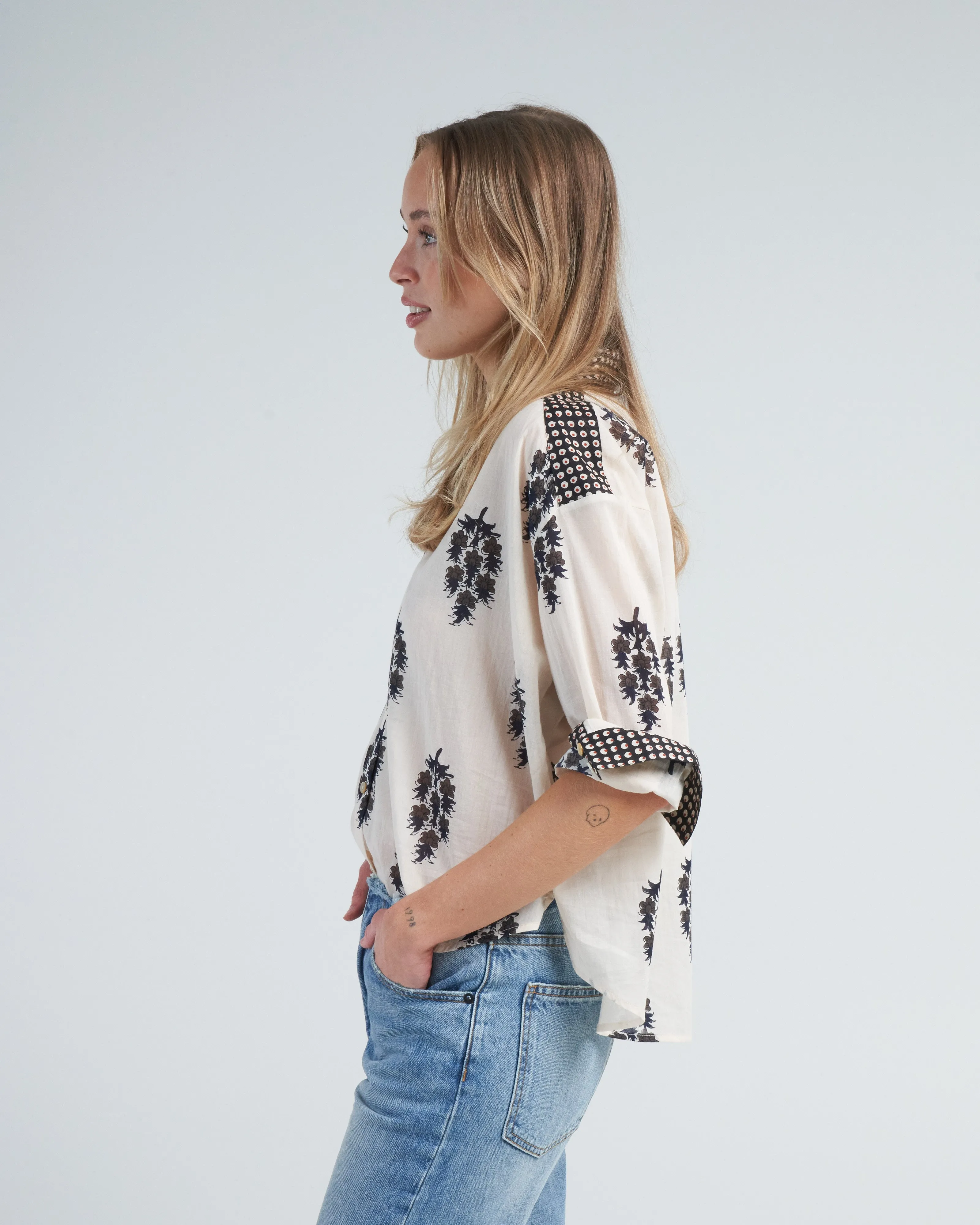 kiki black dahlia shirt - white antique