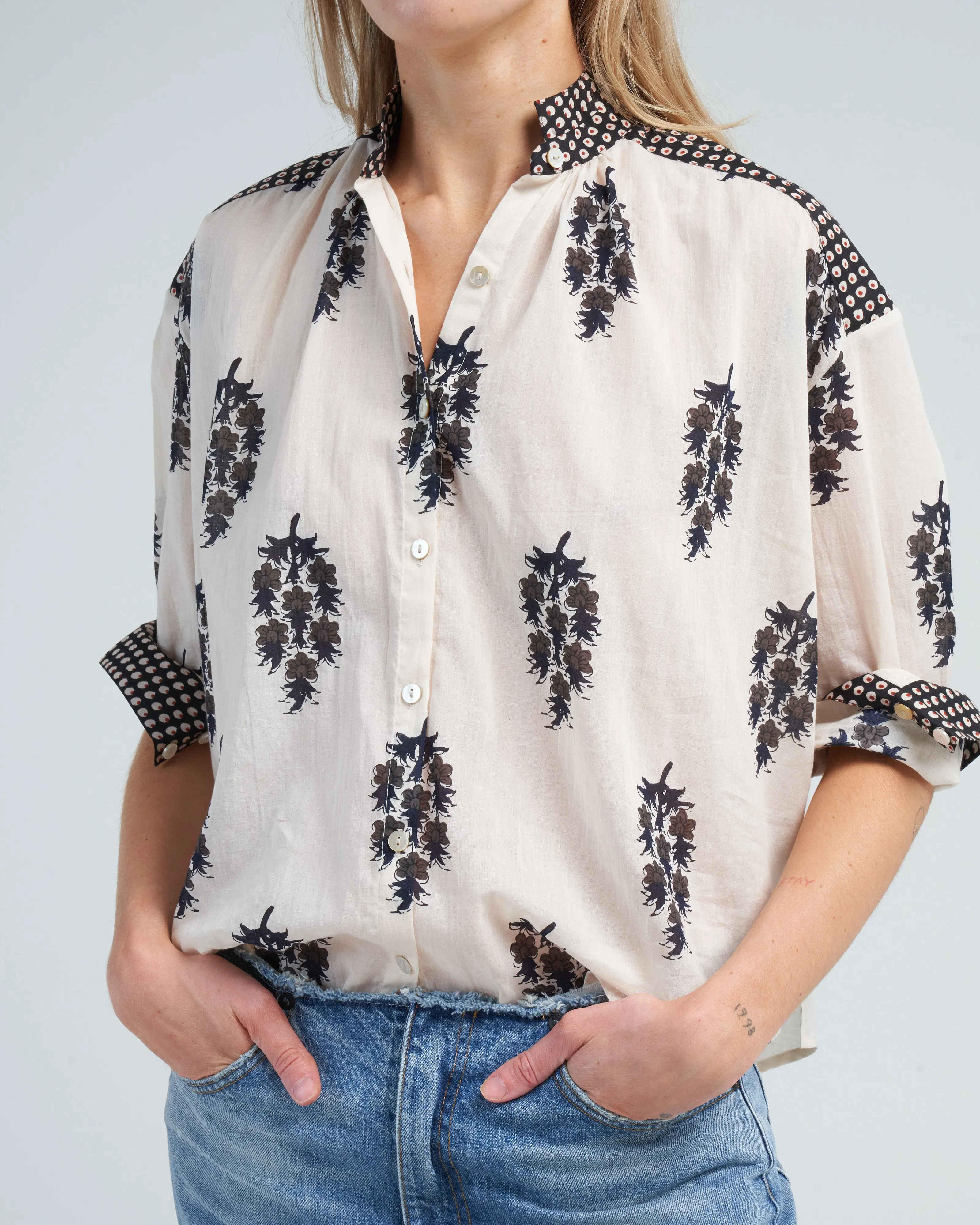 kiki black dahlia shirt - white antique