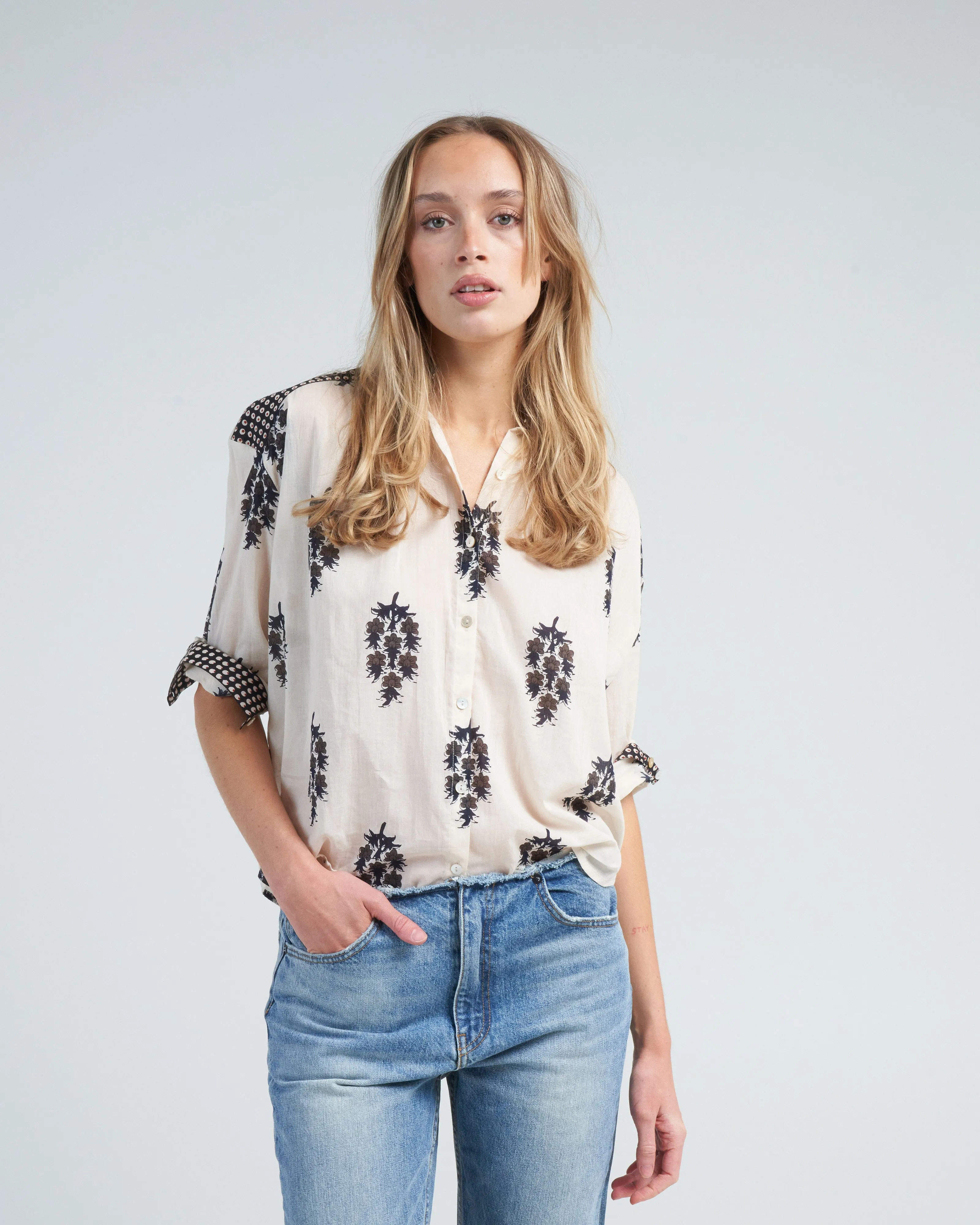 kiki black dahlia shirt - white antique