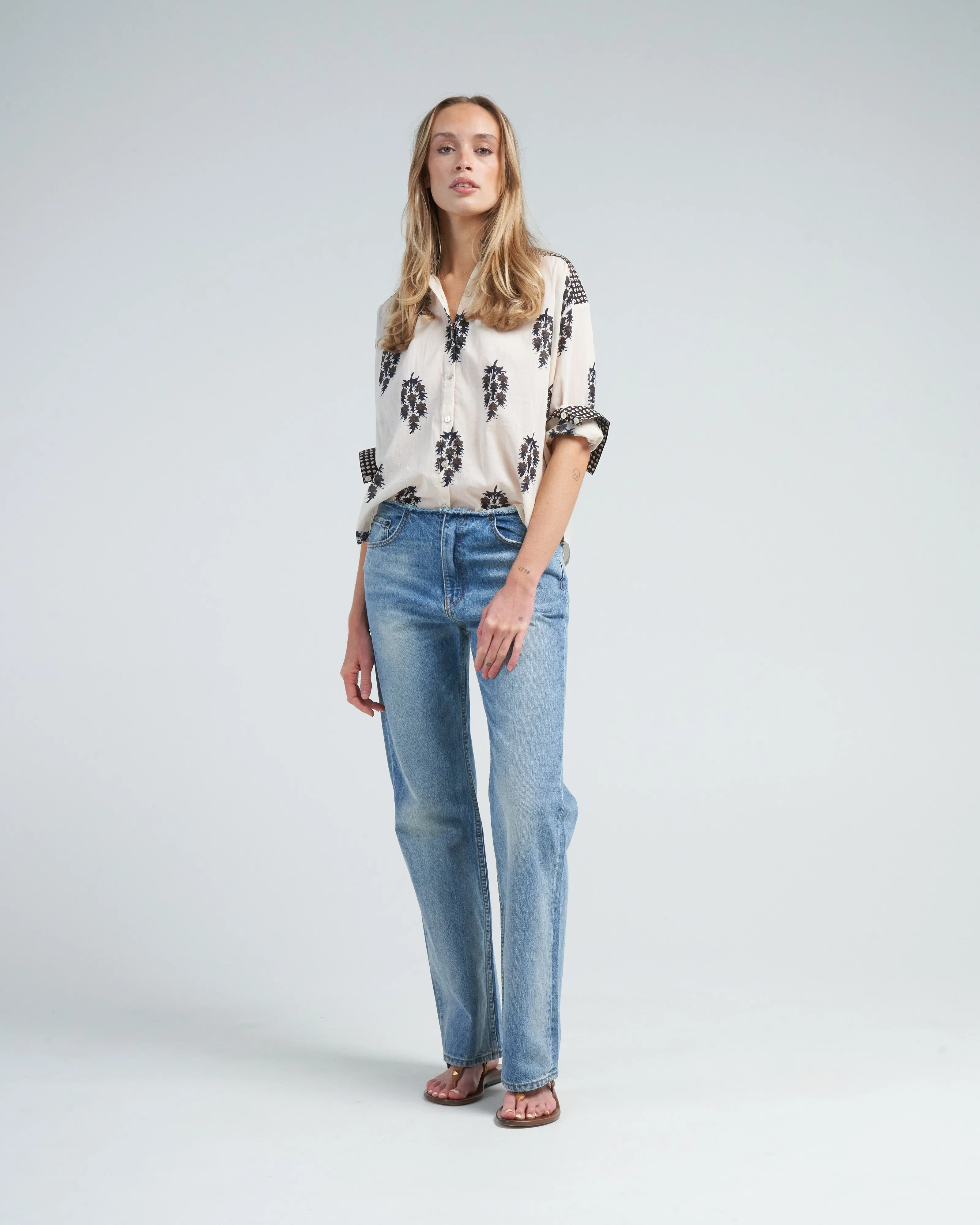 kiki black dahlia shirt - white antique