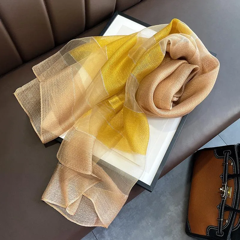 Korean Style New Contrast Color Warm Scarf Fashionable Western Style Gift Giving Long Shawl Women's Silk Blended Scarf