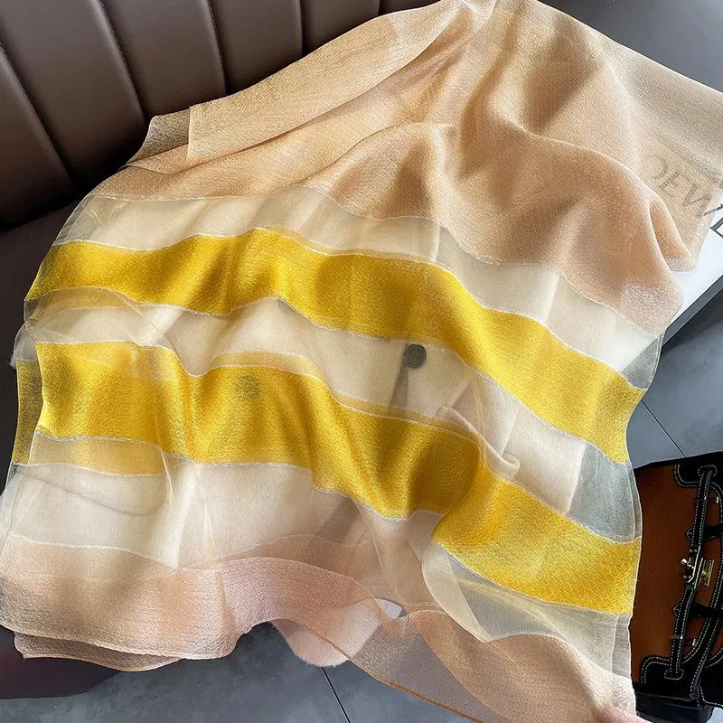 Korean Style New Contrast Color Warm Scarf Fashionable Western Style Gift Giving Long Shawl Women's Silk Blended Scarf
