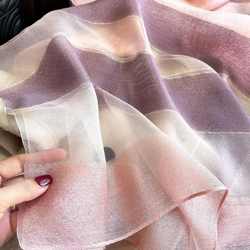 Korean Style New Contrast Color Warm Scarf Fashionable Western Style Gift Giving Long Shawl Women's Silk Blended Scarf