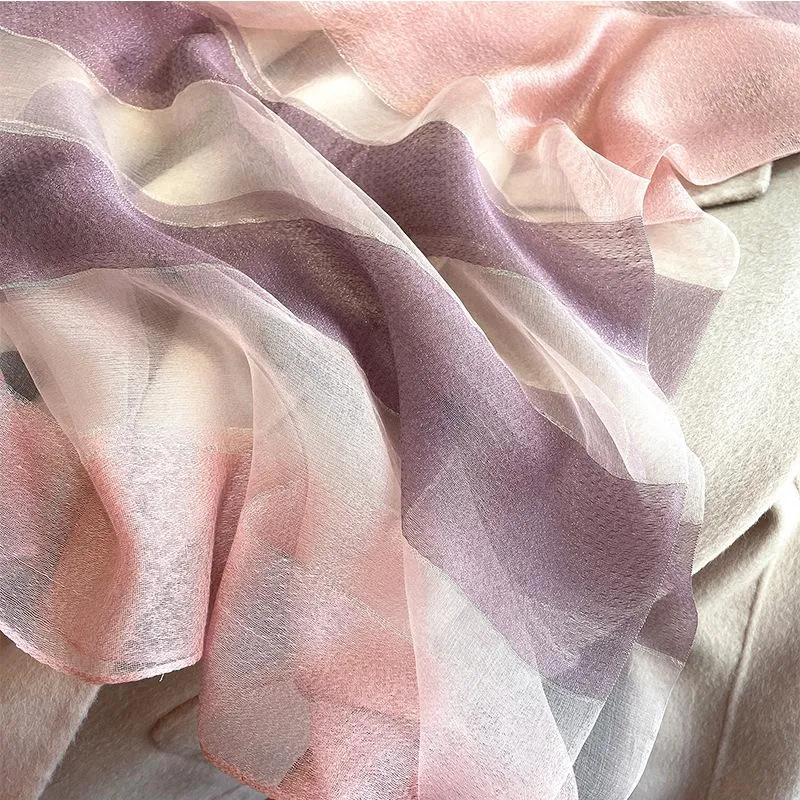 Korean Style New Contrast Color Warm Scarf Fashionable Western Style Gift Giving Long Shawl Women's Silk Blended Scarf