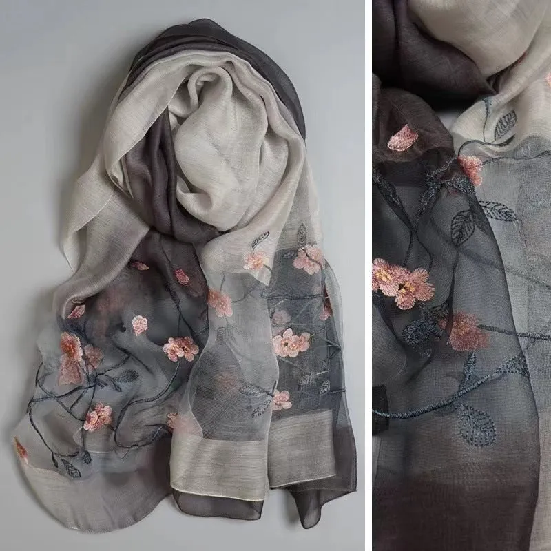 Korean Style New Contrast Color Warm Scarf Fashionable Western Style Gift Giving Long Shawl Women's Silk Blended Scarf