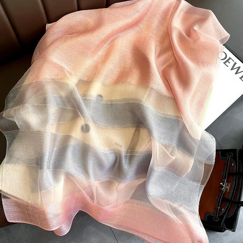 Korean Style New Contrast Color Warm Scarf Fashionable Western Style Gift Giving Long Shawl Women's Silk Blended Scarf