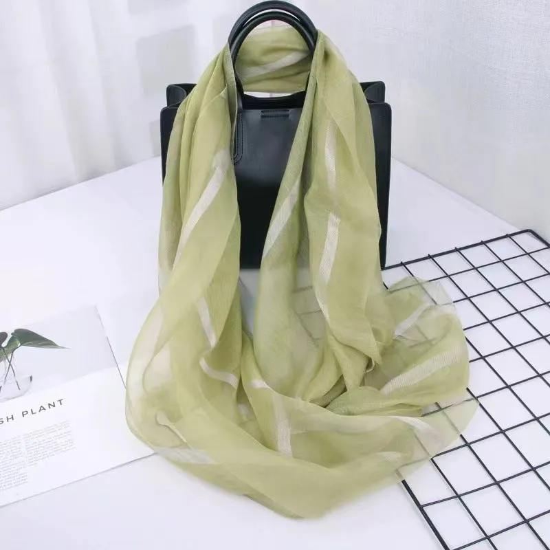 Korean Style New Contrast Color Warm Scarf Fashionable Western Style Gift Giving Long Shawl Women's Silk Blended Scarf