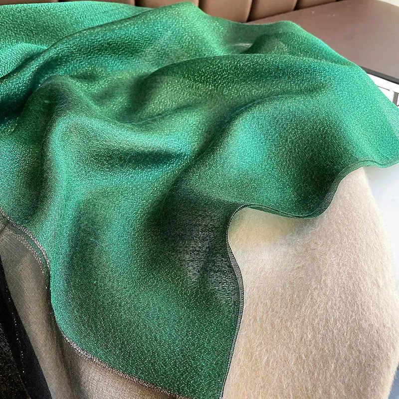 Korean Style New Contrast Color Warm Scarf Fashionable Western Style Gift Giving Long Shawl Women's Silk Blended Scarf