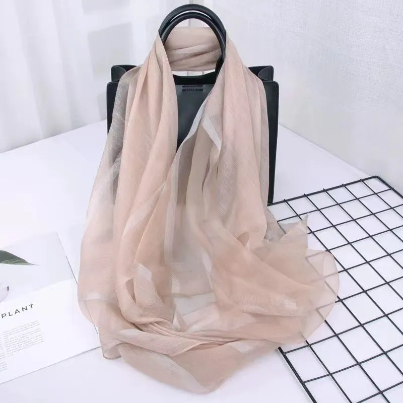 Korean Style New Contrast Color Warm Scarf Fashionable Western Style Gift Giving Long Shawl Women's Silk Blended Scarf