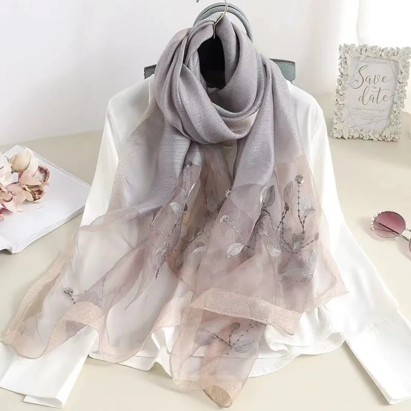 Korean Style New Contrast Color Warm Scarf Fashionable Western Style Gift Giving Long Shawl Women's Silk Blended Scarf